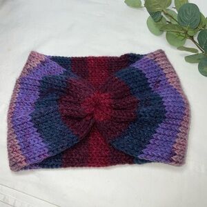 Purple and Red Knitted Beanie Hat